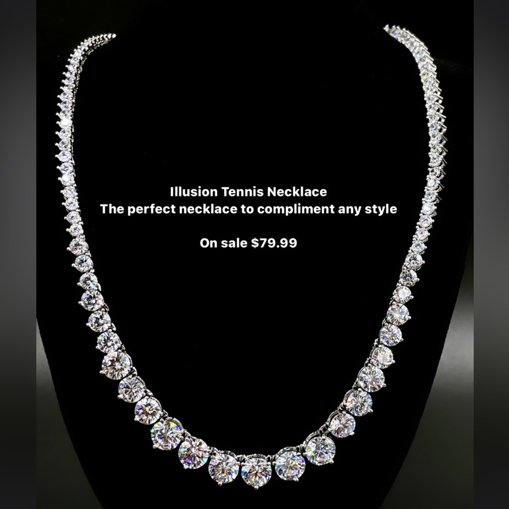 Sterling silver tennis illusion necklace